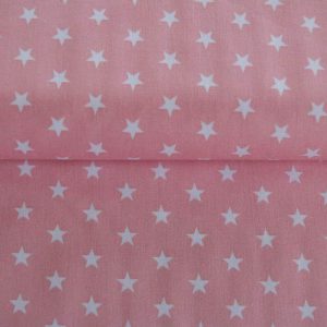 Baumwollstoff “Sterne” rosa/ weiß