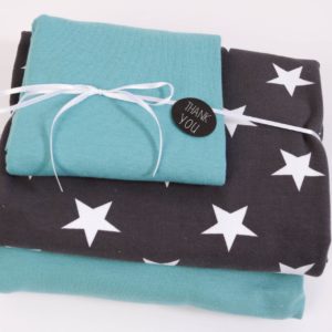 Stoff-Paket “Sterne” in antra/aqua