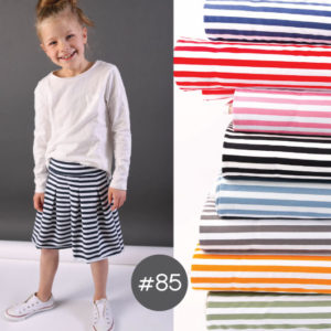SEWING-KIT Stoff+Papierschnittmuster “Isabella Skirt SOLID STRIPES” Gr. 92-164  (Farbe wählbar)