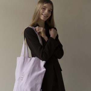 Tinne und Mia / Linen Tote Bag “orchid rush” in flieder