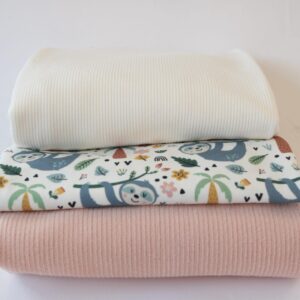 Stoffpaket “rose Faultier” 3x 0,75m. Jersey + Ripp Jersey +Stretch Cord (2,25m. Stoff)