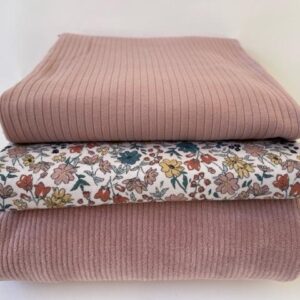 Stoffpaket “dusty rose/ Millefleur” 3x 0,75m. Jersey + Ripp Jersey +Jersey Cord (2,25m. Stoff)