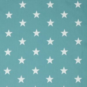 Baumwollstoff “maxi Sterne” weiß/ aqua